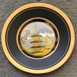 Elegant Black and Gold Decorative Chokin Plate 24kt